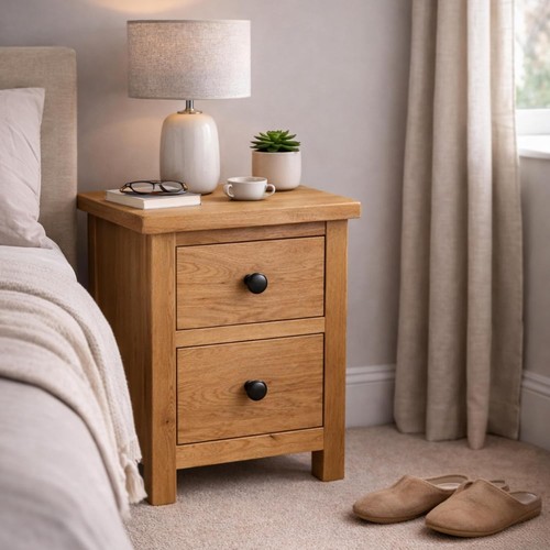 Oak drawer bedside - 2, –