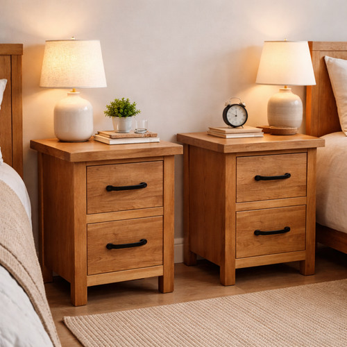 Oak drawer bedsides pair - 2, –
