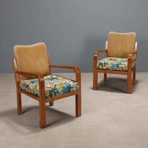 Vintage armchairs oak cloth - oak,
