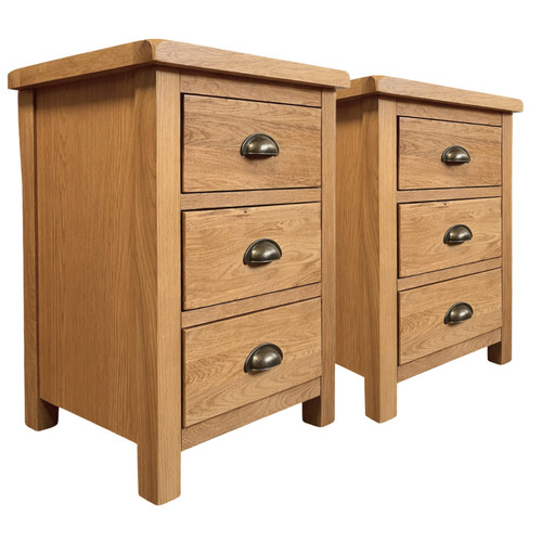Oak drawer bedside pair - oak,