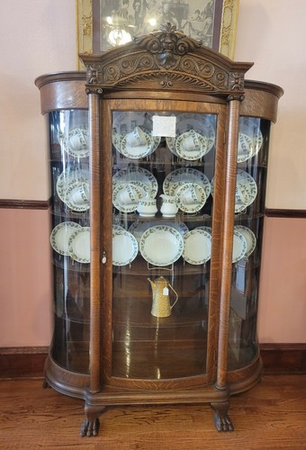 Antique tiger oak china - oak,