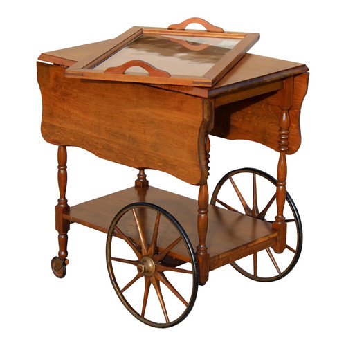 Vintage wooden bar cart tea - bar,